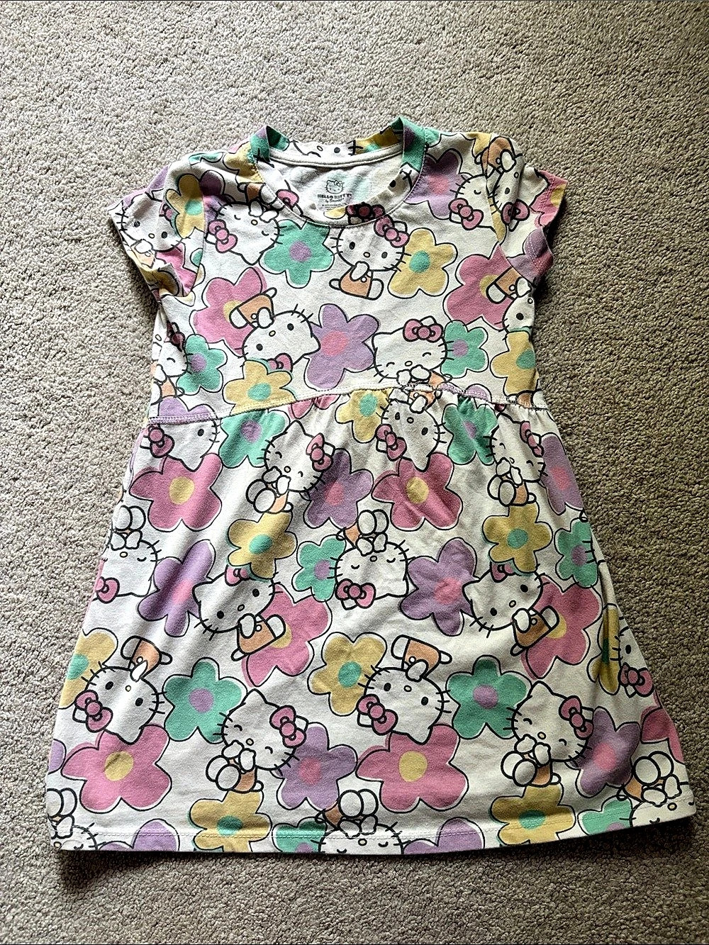 Hello Kitty Girls Floral Casual Dress in Pink & Purple